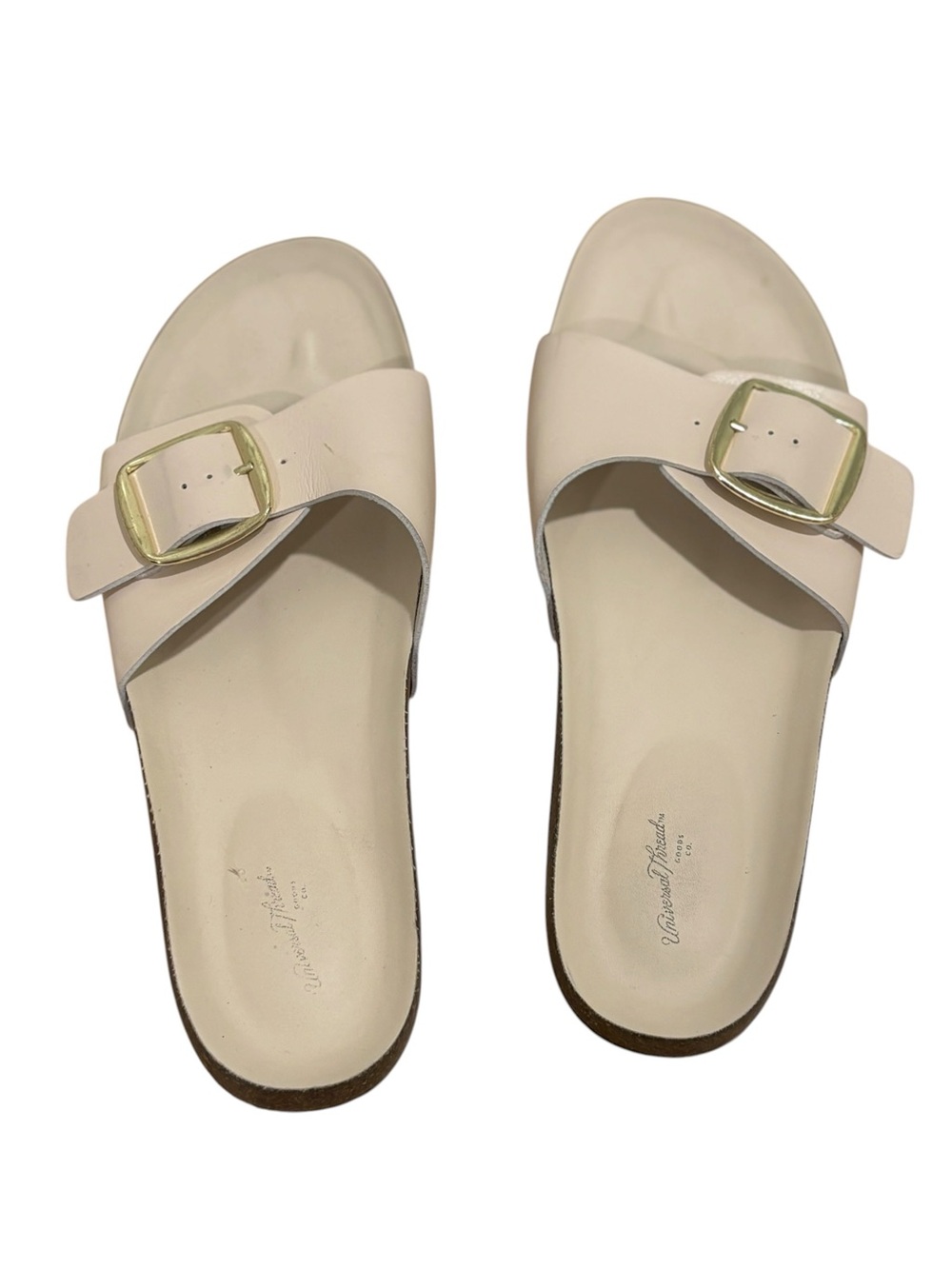 Universal Thread Cream Slide Sandals with Gold Buckle